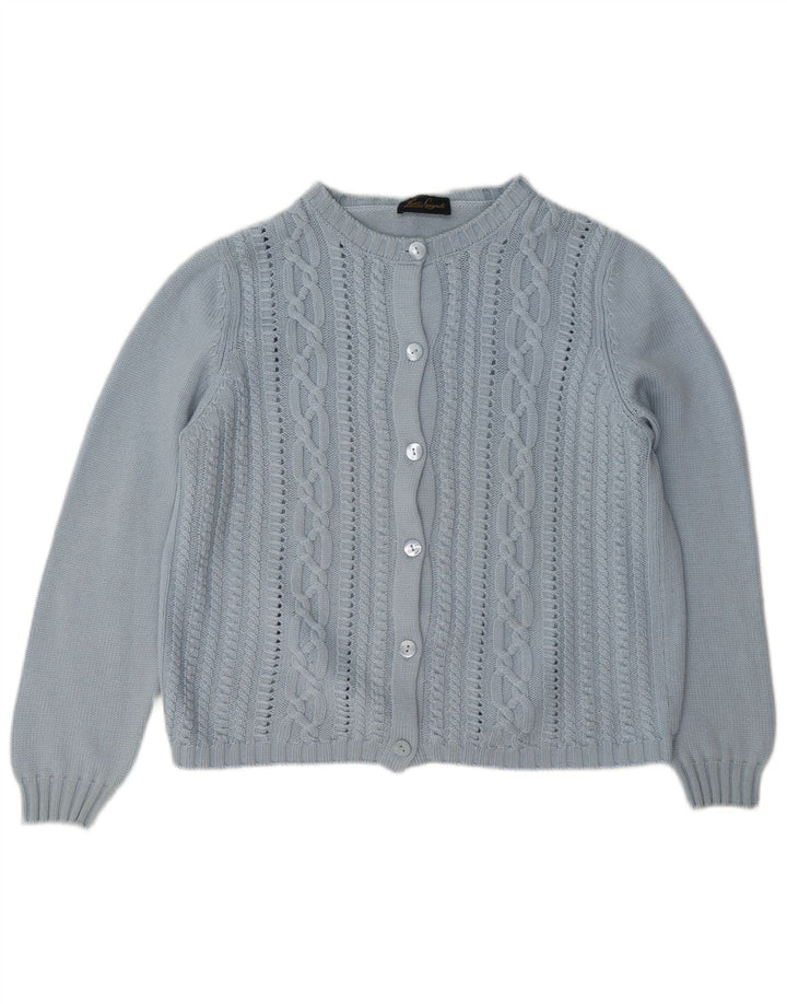 Luisa Spagnoli maglione cardigan da donna UK 16 grande lana blu