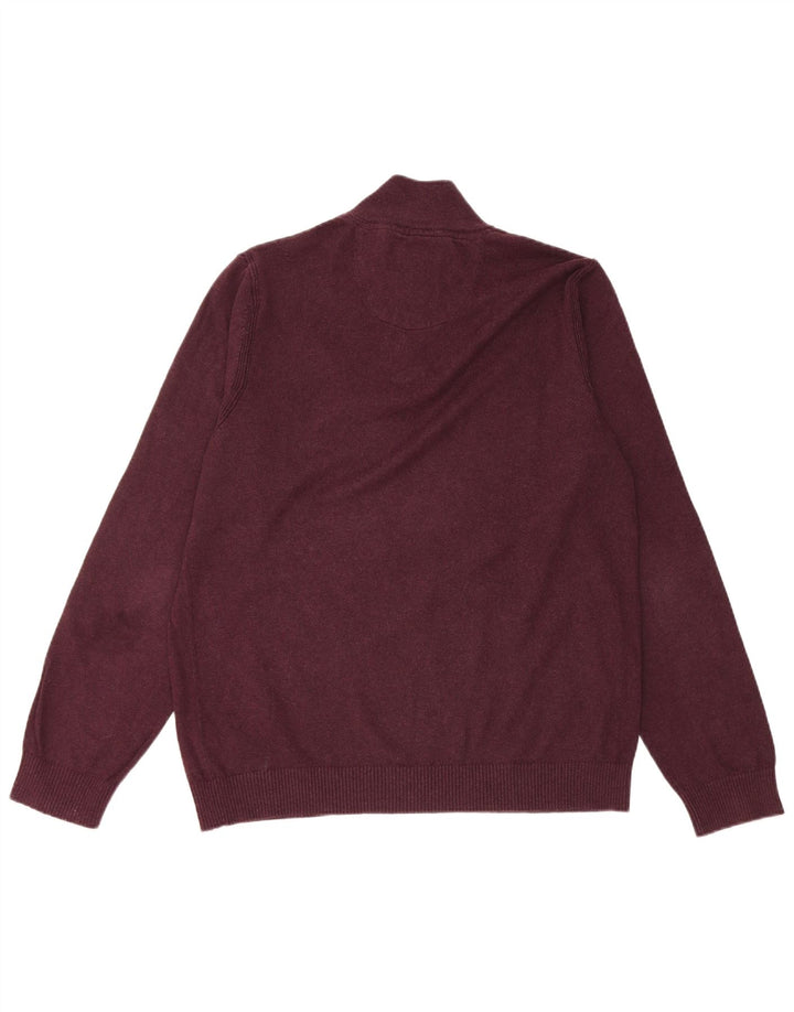Maglione da uomo con collo con zip Fat Face, grande cotone bordeaux