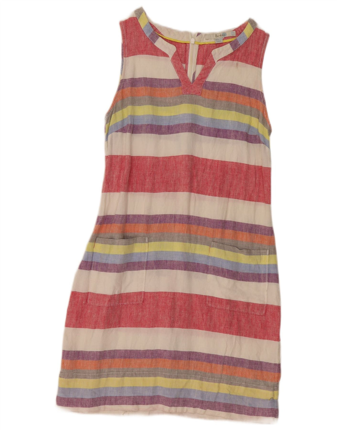 Abito tubino senza maniche da donna Boden UK 10 piccolo a righe multicolore