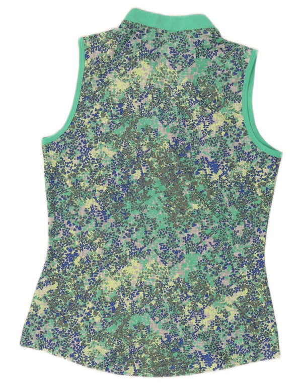 Canottiera da golf da donna Adidas UK 10 piccola in poliestere maculato verde