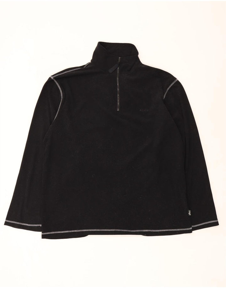 Maglione in pile da uomo Asics con zip e collo XL in poliestere nero