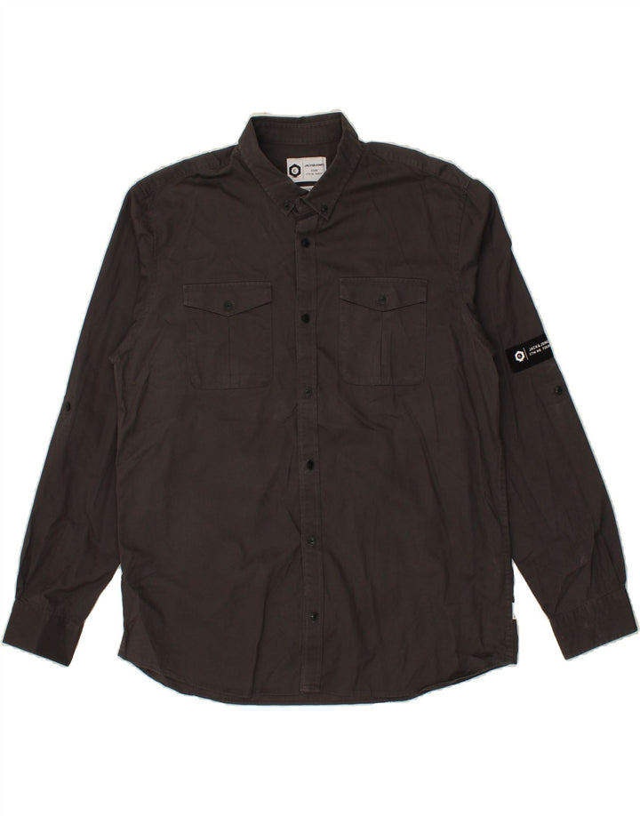 JACK & JONES Mens Comfort Fit Shirt XL Grey Cotton Vintage Jack & Jones and Second-Hand Jack & Jones from Messina Hembry 