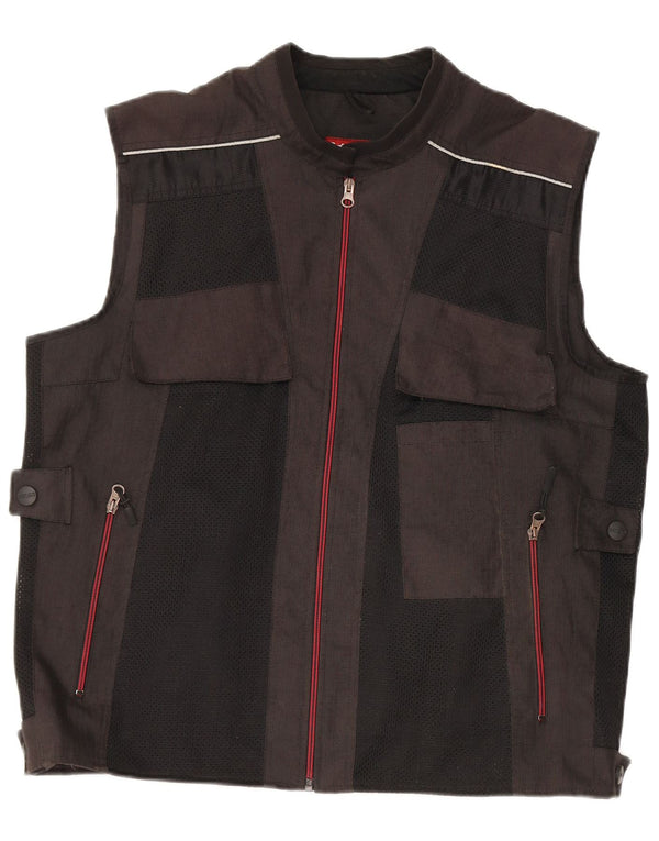 Gilet pratico da uomo vintage UK 42 XL Poliestere color block nero