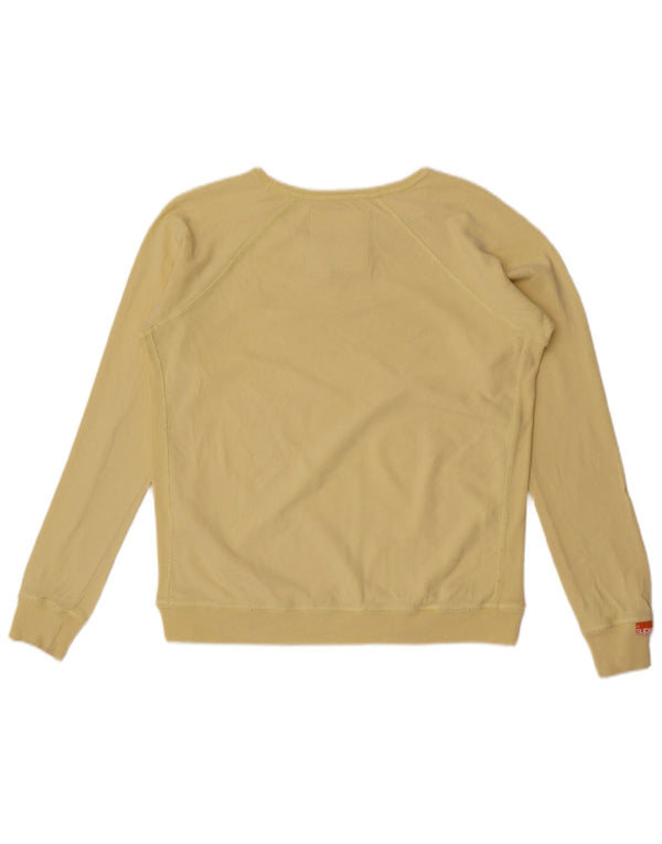 Maglione da donna con scollo a barca Superdry UK 16 grande cotone giallo