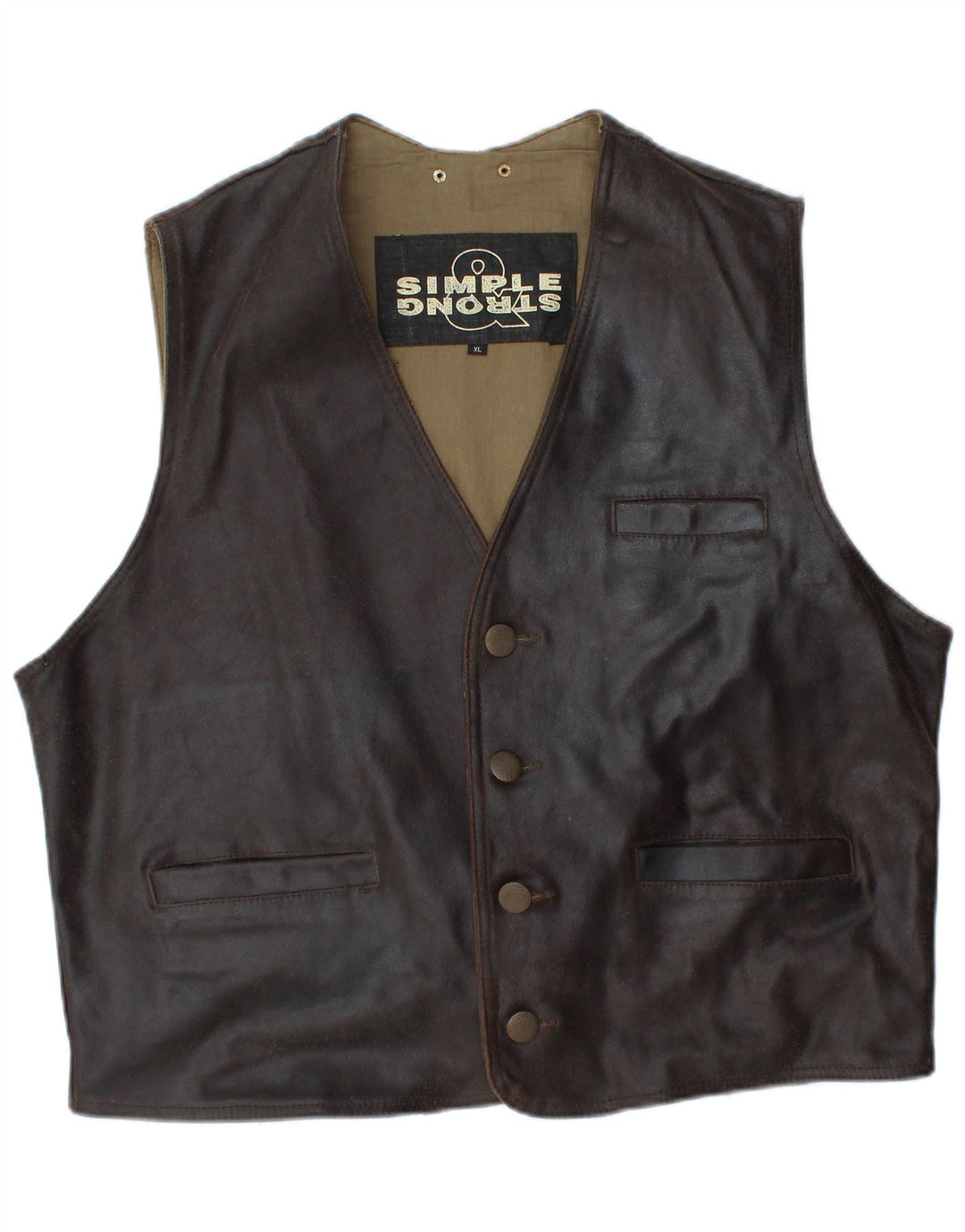 Gilet in pelle da uomo VINTAGE XL in pelle marrone