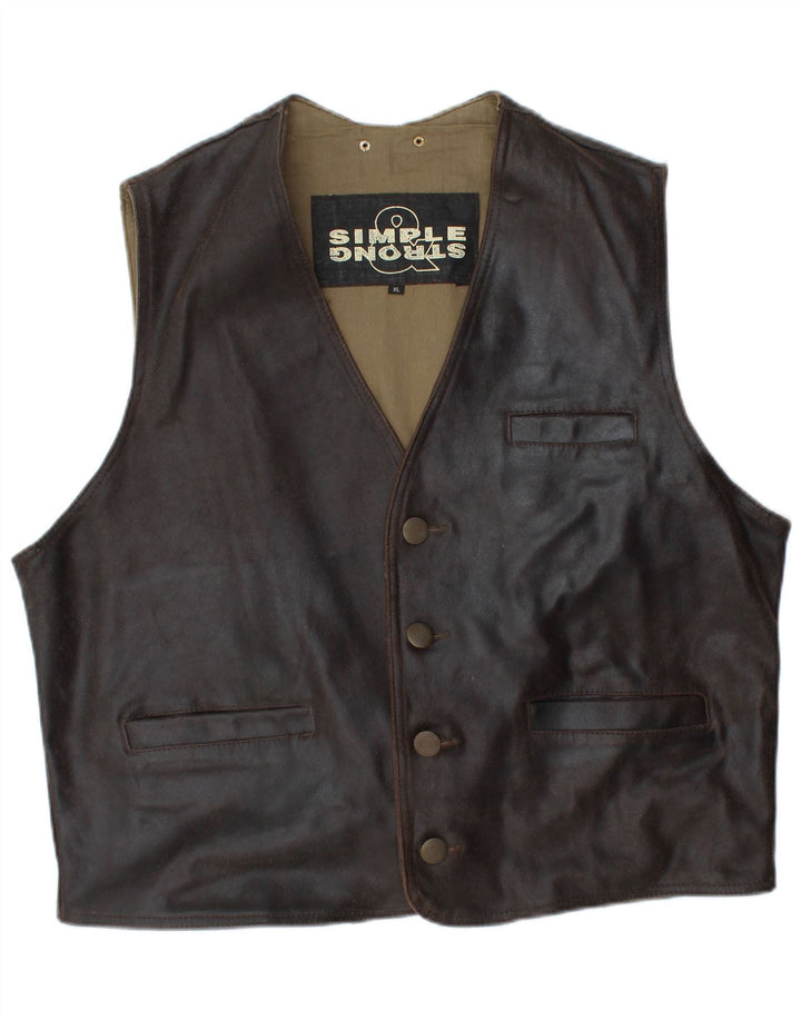 Gilet in pelle da uomo VINTAGE XL in pelle marrone