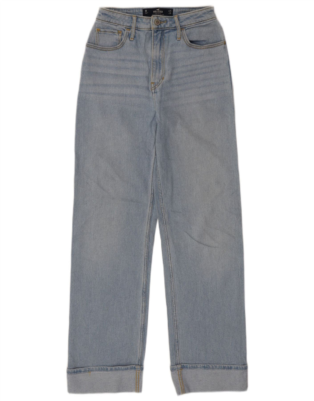 Jeans dritti a vita alta HOLLISTER da donna W25 L31 cotone blu