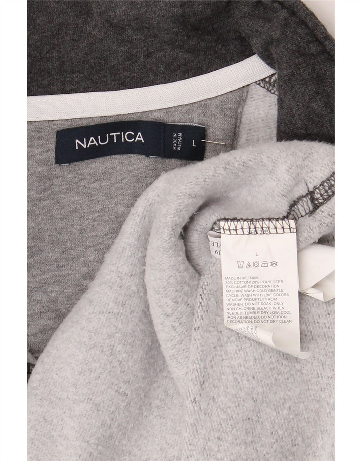 Felpa da uomo con collo con zip Nautica, maglione grande, cotone grigio