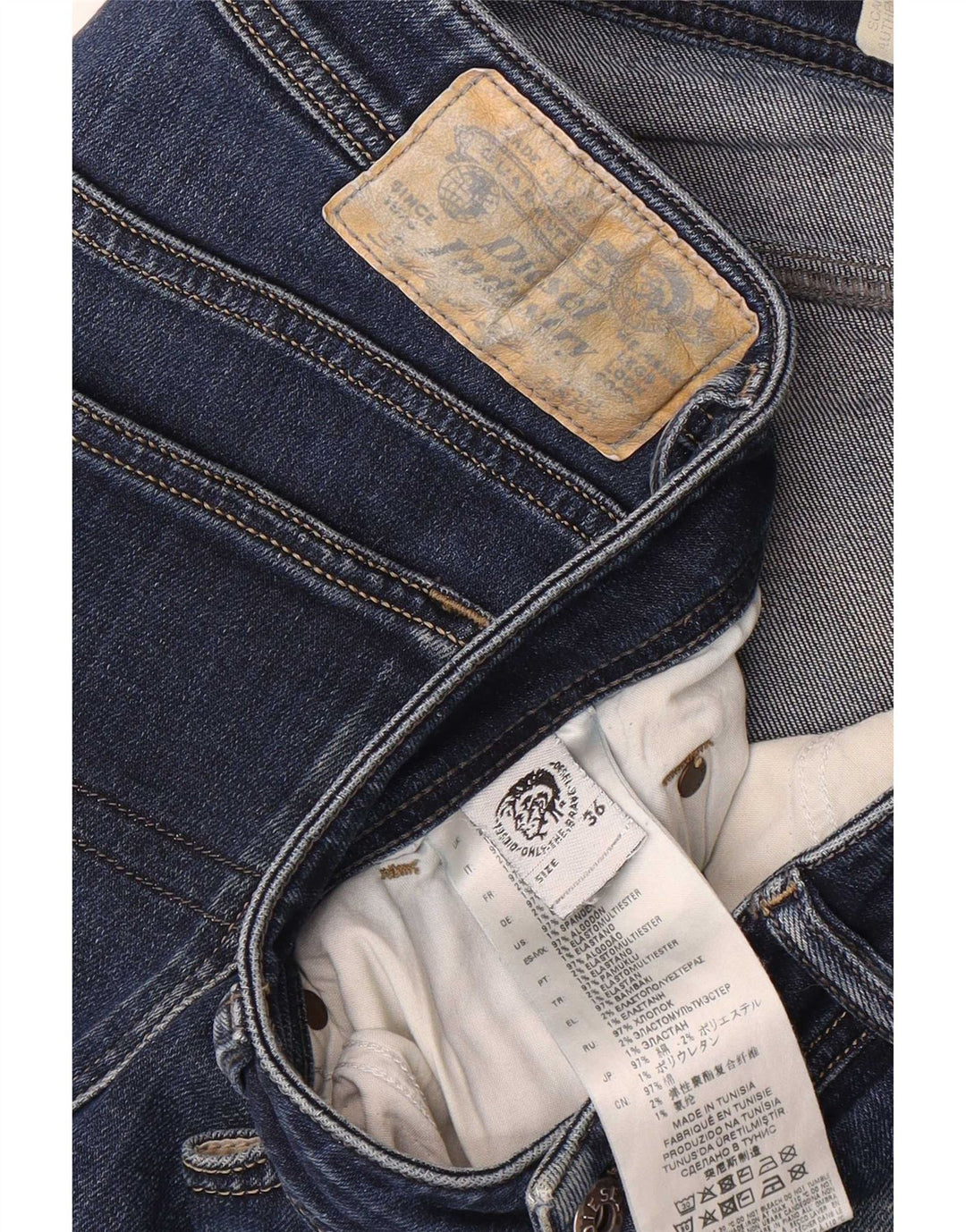 Jeans slim da uomo Diesel W36 L29 cotone blu