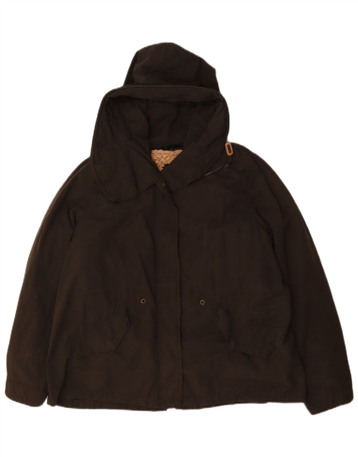 Giacca Sherpa con cappuccio da donna Zara UK 14 Poliestere kaki medio