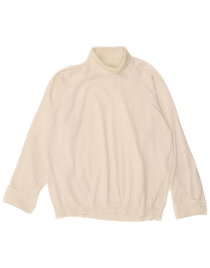 Top camicetta oversize a maniche lunghe vintage da donna UK 16 grande bianco