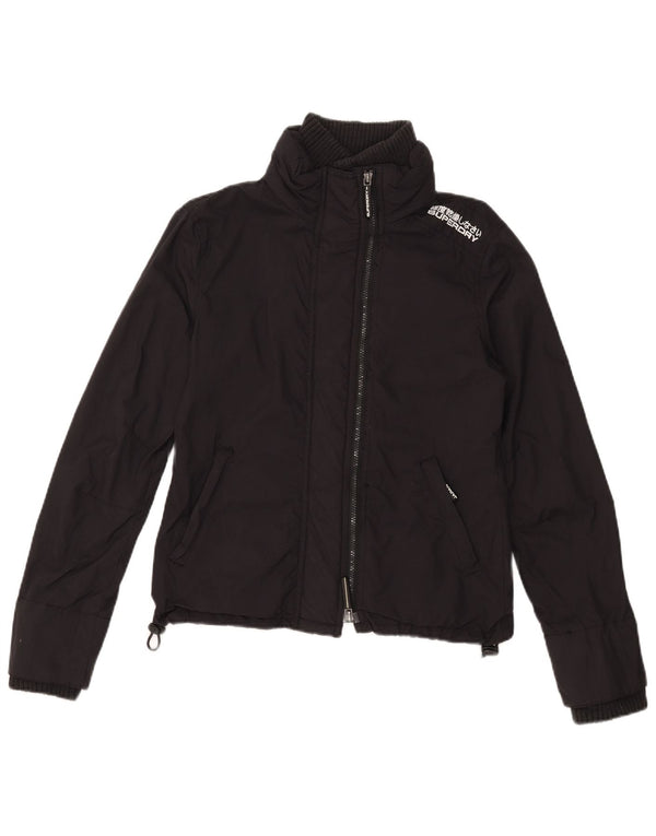 Giacca antipioggia grafica da donna Superdry UK 12 nylon nero medio