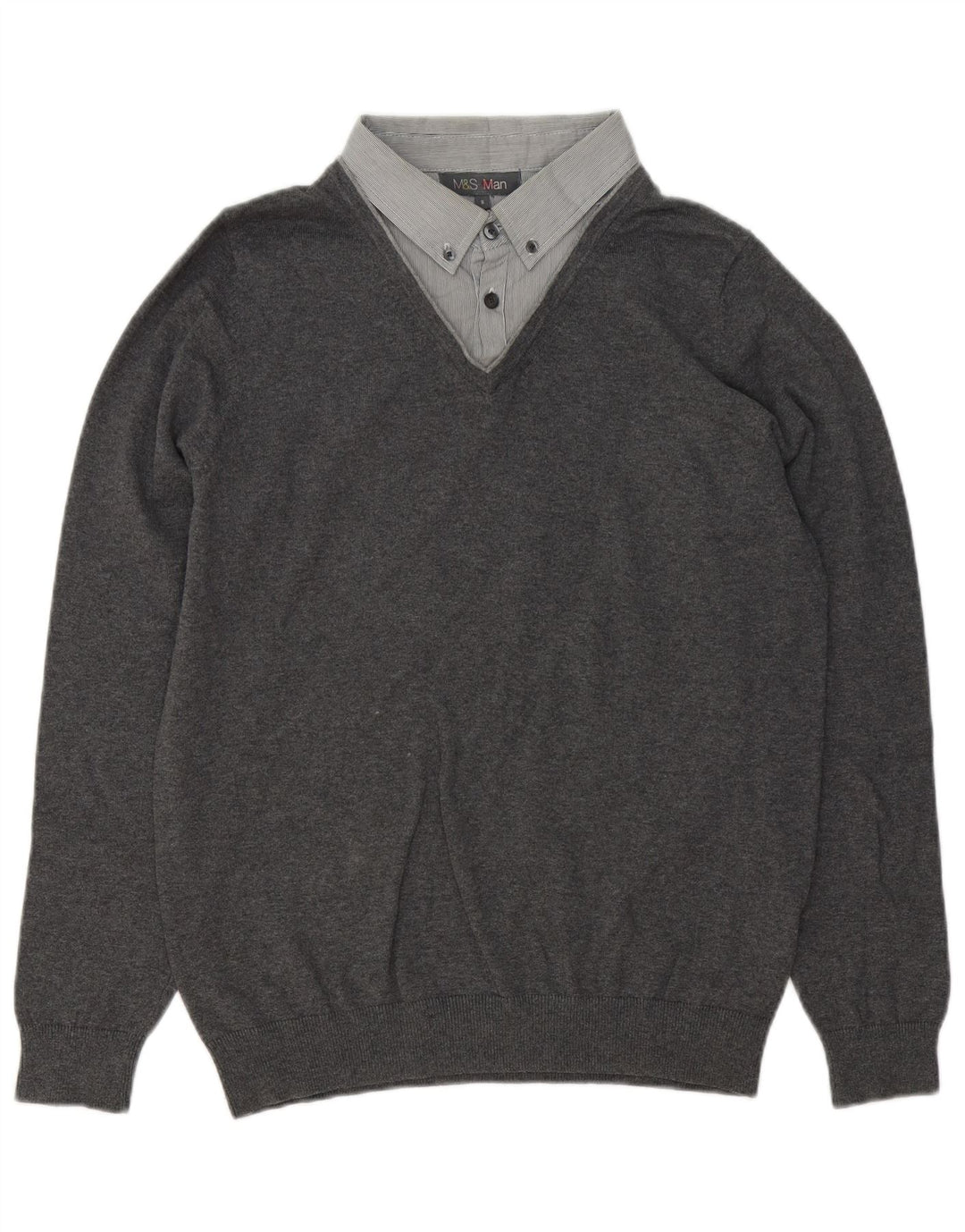 Maglione a collo alto da uomo Marks & Spencer piccolo in cotone grigio
