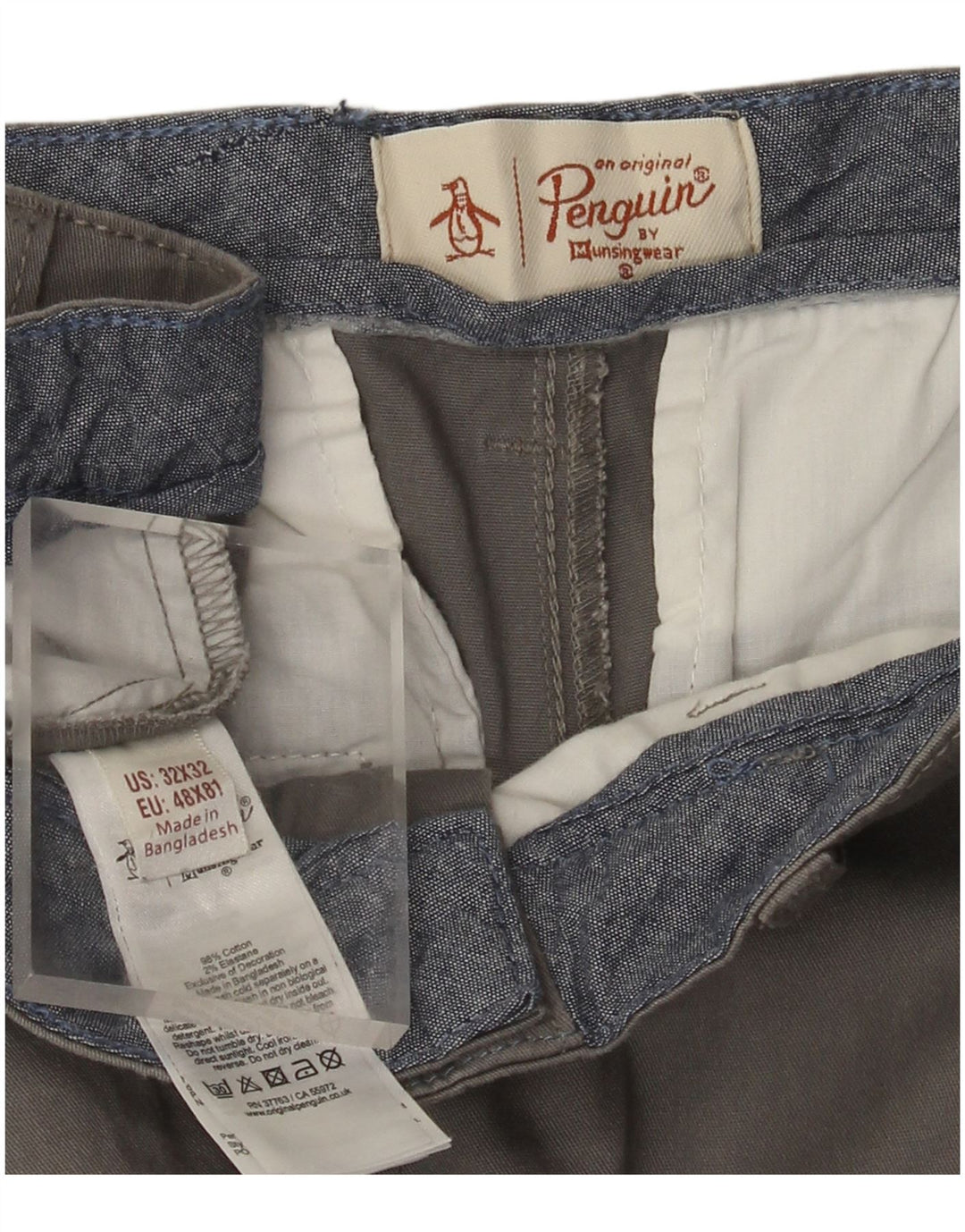 Pantaloni chino slim da uomo Penguin W32 L32 cotone grigio