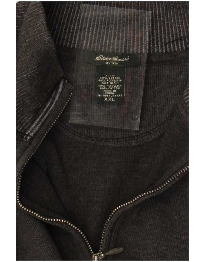 EDDIE BAUER Felpa con collo con zip da donna Maglione UK 20 2XL Cotone grigio