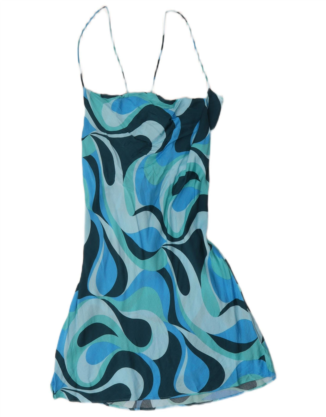 Zara Prendisole da donna con motivo astratto UK 14 Large Blu Colourblock Viscosa