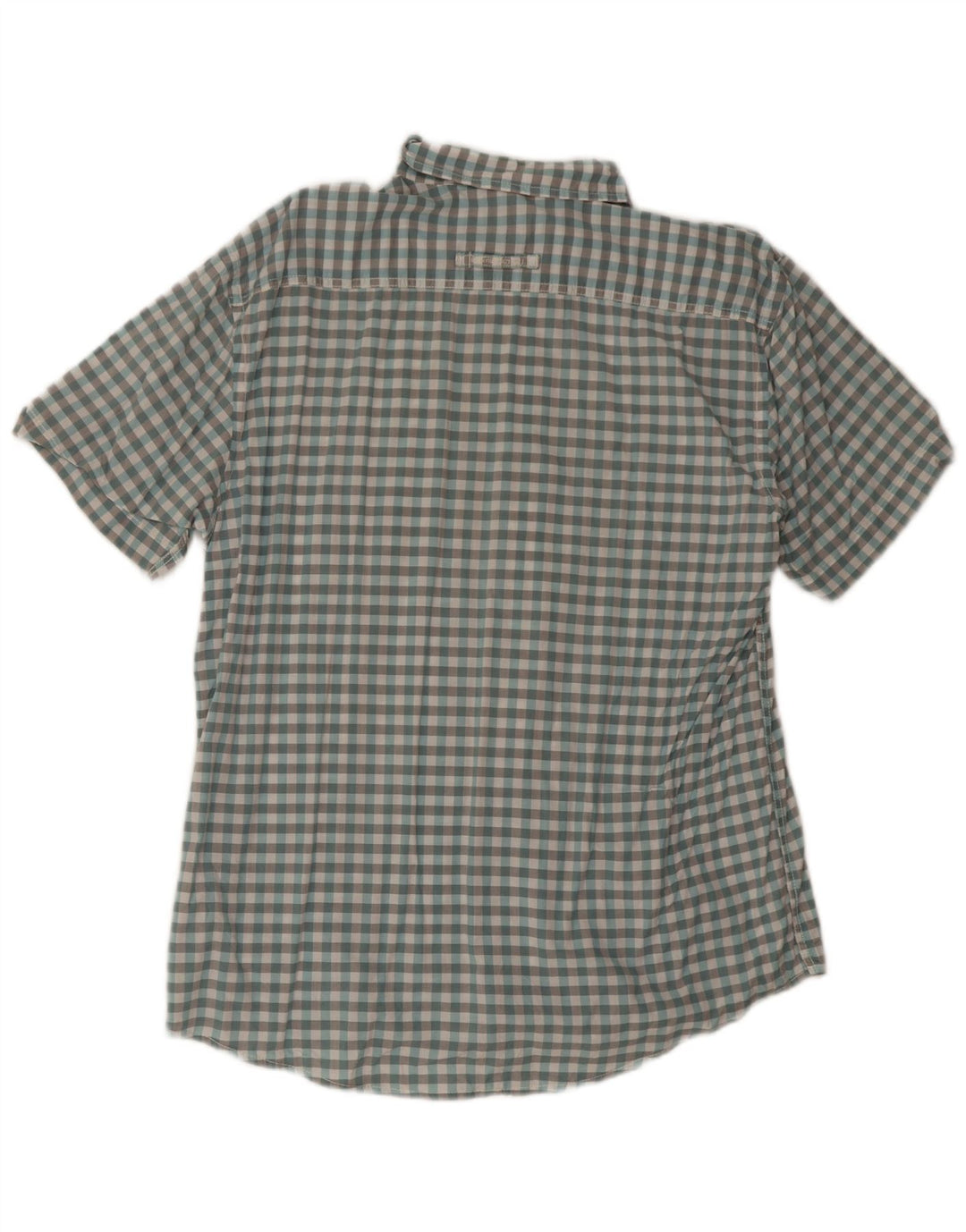Camicia da uomo a maniche corte, vestibilità regolare, Camel Active, grande, in cotone a quadretti blu