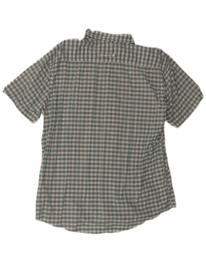 Camicia da uomo a maniche corte, vestibilità regolare, Camel Active, grande, in cotone a quadretti blu
