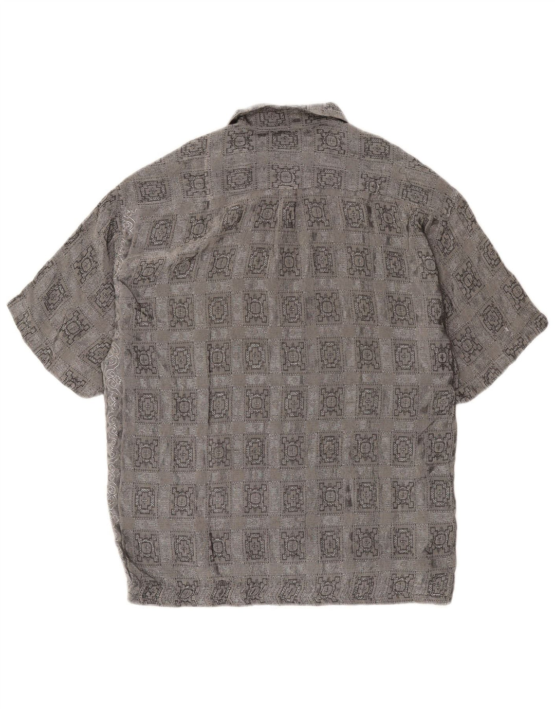 Camicia vintage da uomo a maniche corte, acetato a quadri grigi grandi