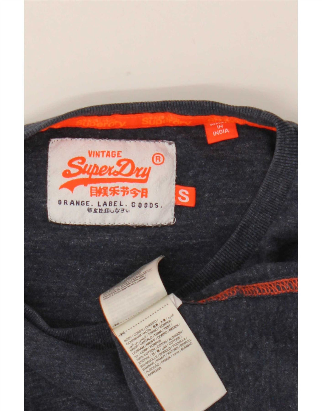 Top da uomo Superdry a maniche lunghe in cotone screziato blu navy