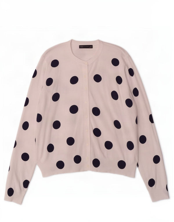 Maglione cardigan da donna Marks & Spencer UK 18 XL Bianco geometrico