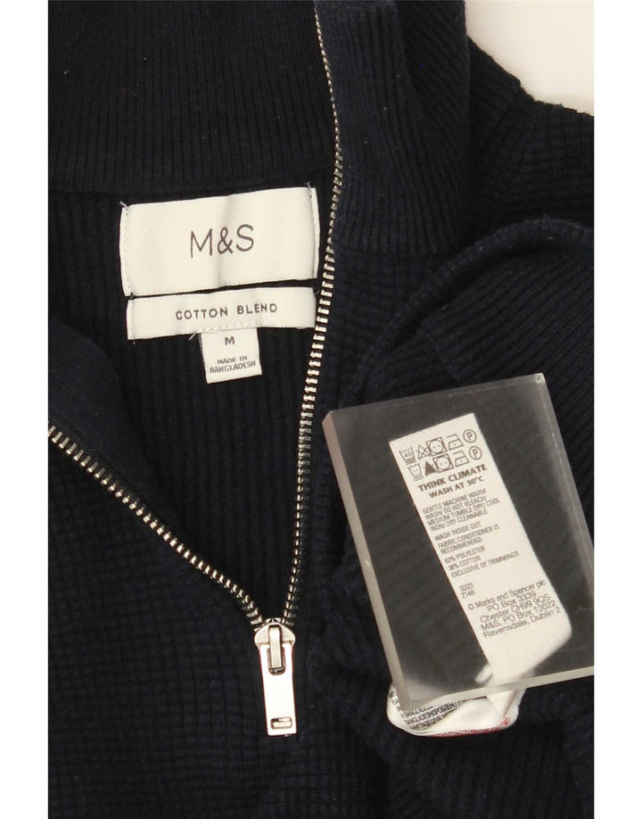 Maglione da uomo Marks & Spencer con zip e collo medio in poliestere blu navy