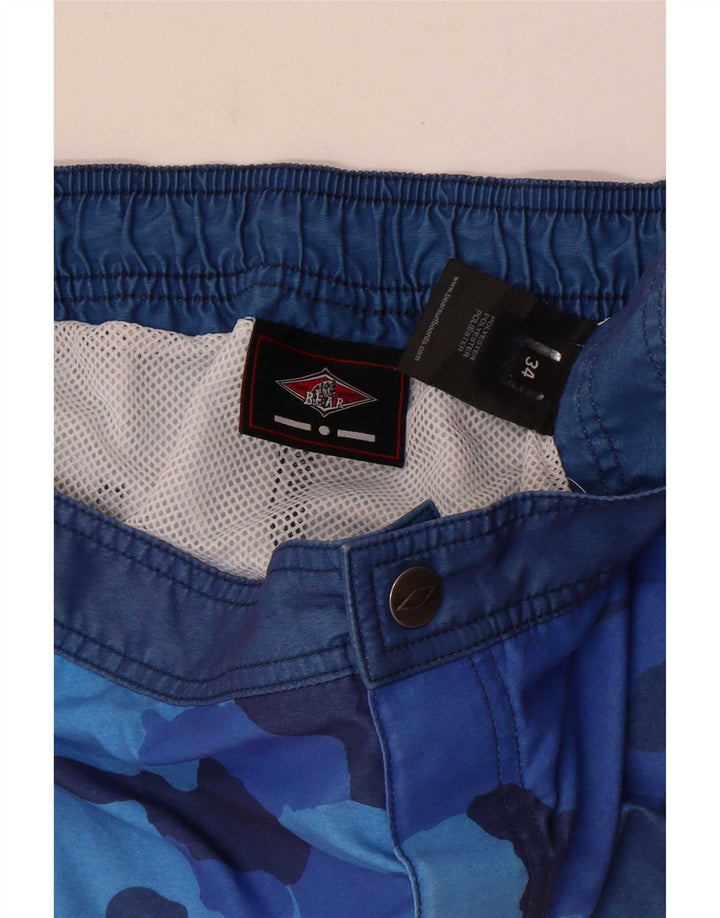 Pantaloncini da bagno da uomo Bear Large in poliestere mimetico blu