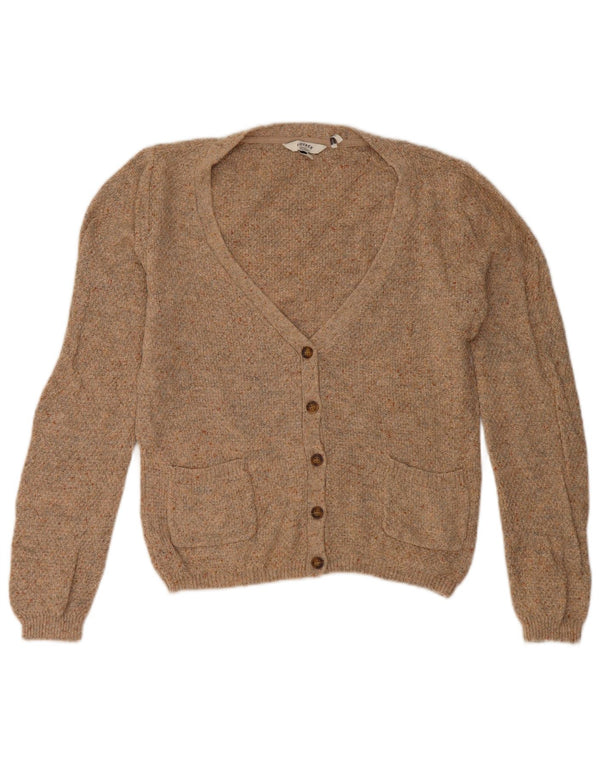 Maglione cardigan da donna Fat Face UK 10 piccolo cotone marrone
