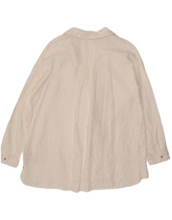 Camicia pullover ampia da donna Fat Face UK 14 Lino bianco grande