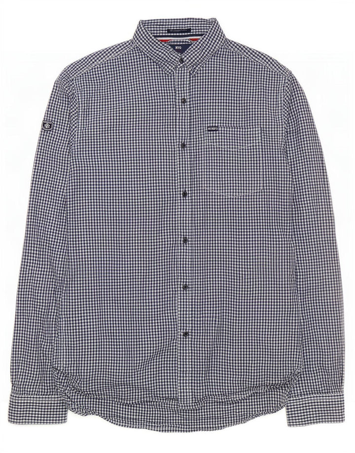 Camicia da uomo Superdry Large in cotone a quadretti blu navy