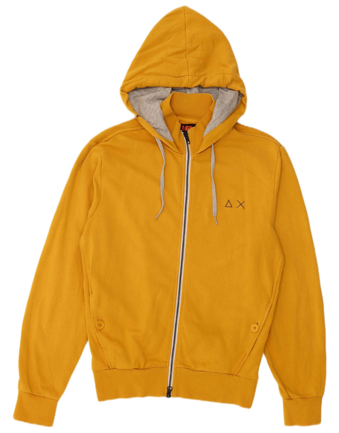 Maglione con cappuccio e zip da uomo Sun68 in cotone giallo medio
