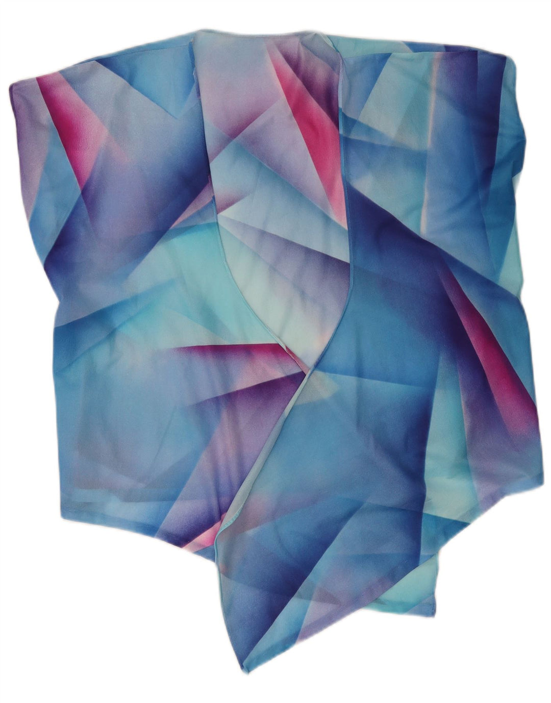Top cardigan asimmetrico da donna vintage UK 14 blu medio geometrico