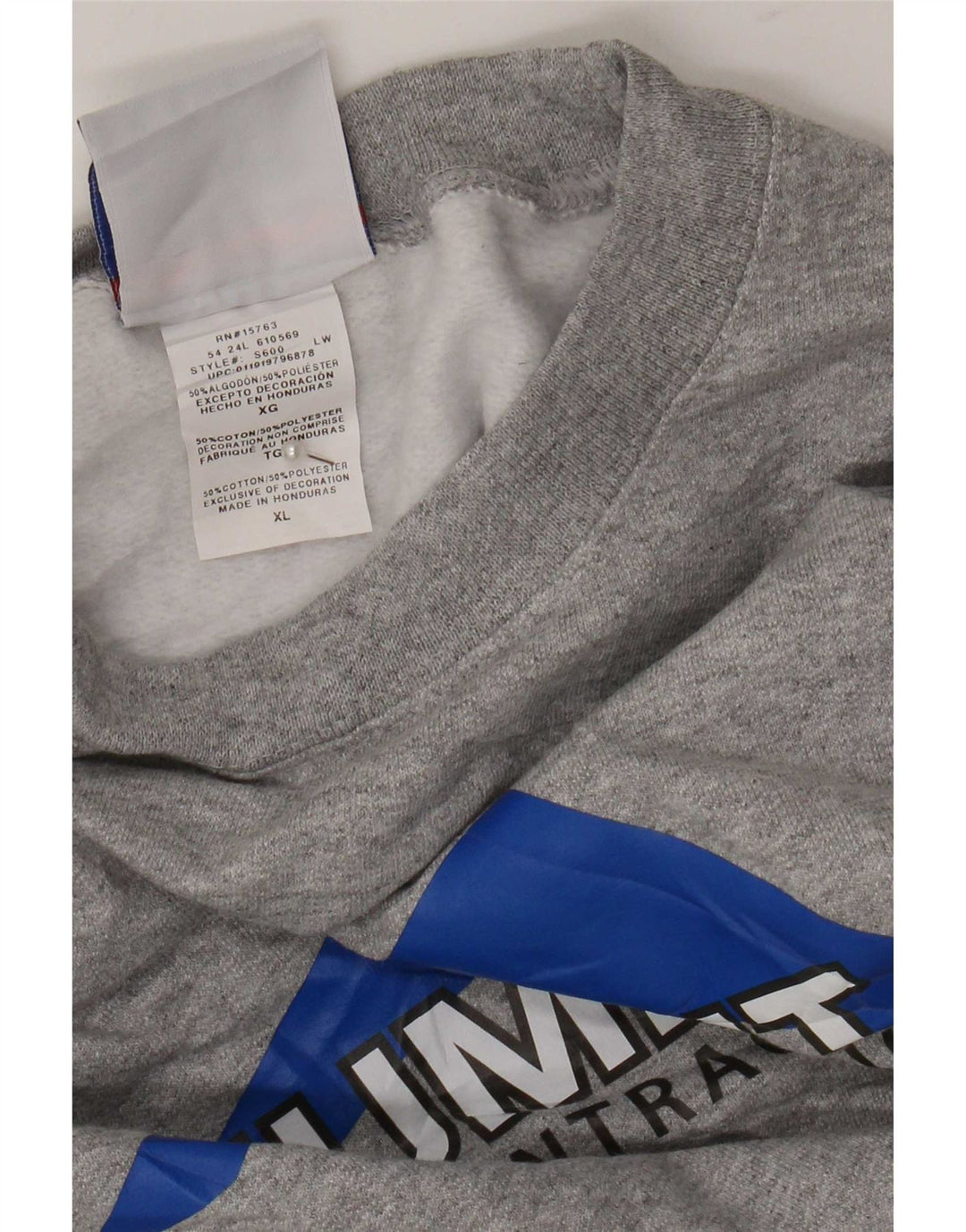 Felpa grafica Champion Summit da uomo, maglione XL, cotone chiazzato grigio