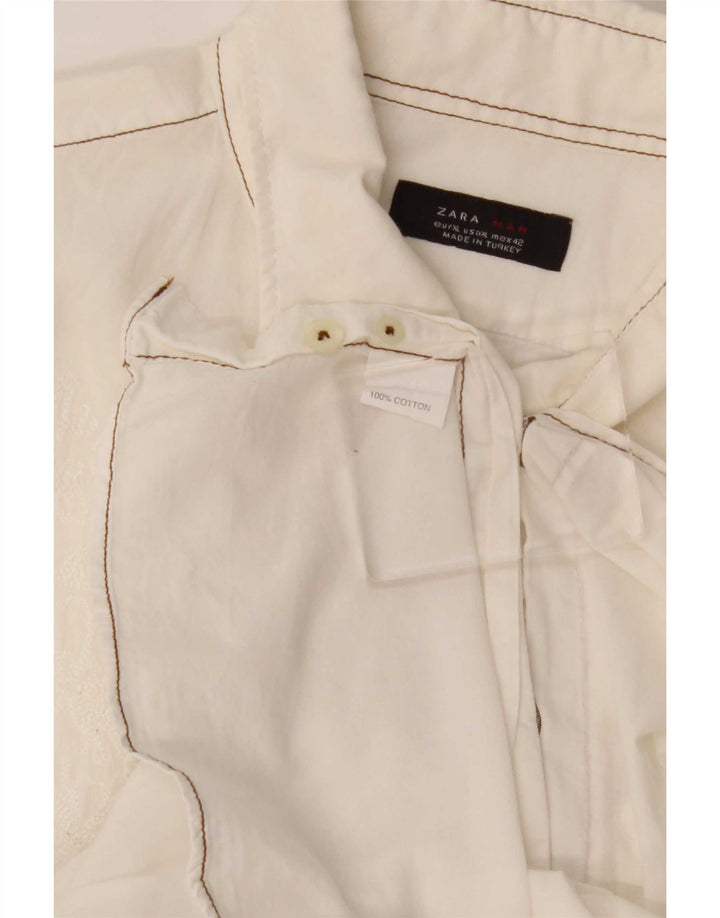 Camicia Zara Uomo XL Cotone Bianco