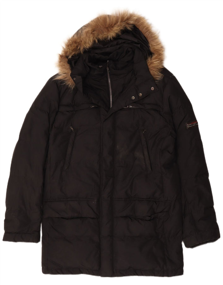 Cappotto imbottito con cappuccio da uomo Champion UK 42 XL poliestere nero