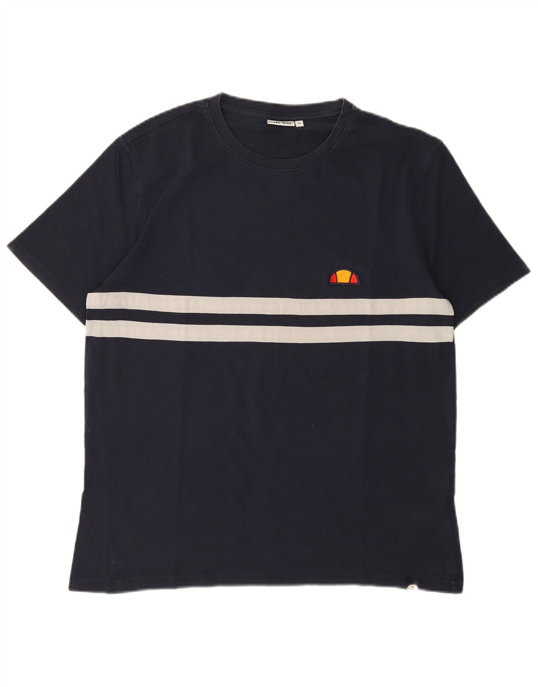 T-shirt da uomo Ellesse Top in cotone a righe blu navy medio