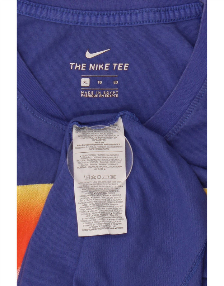 T-shirt grafica da uomo Nike Top XL in cotone blu
