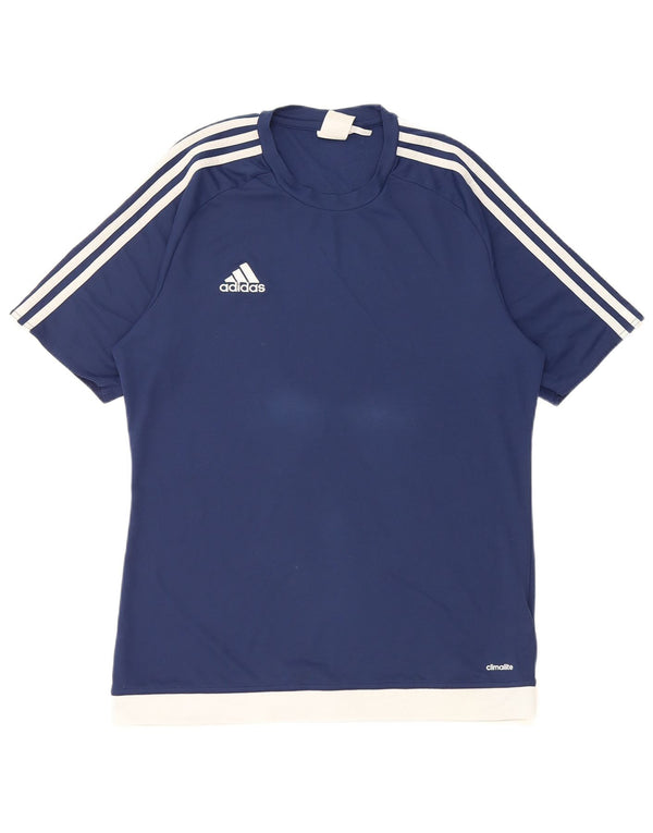 T-shirt Adidas Climalite da uomo Top medio in poliestere color block blu navy