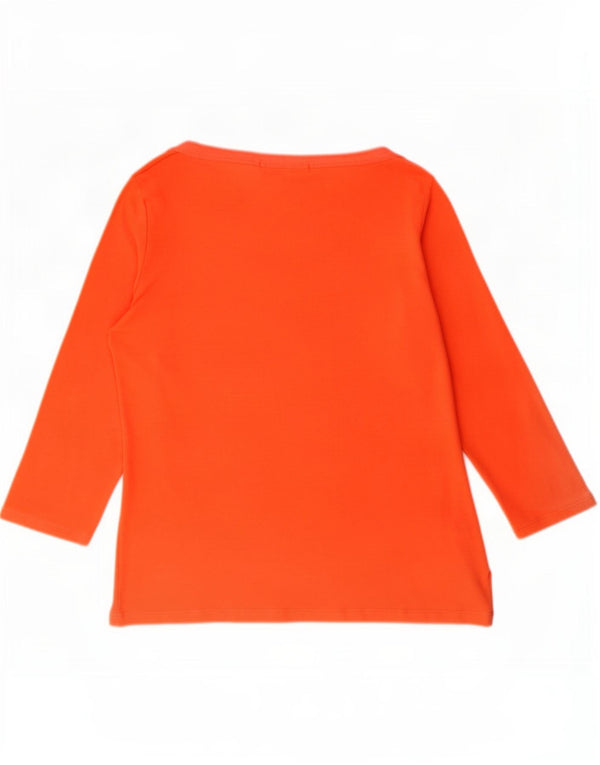 Top da donna Ralph Lauren manica 3/4 UK 14 cotone arancione medio