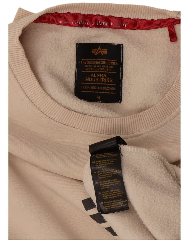 Felpa grafica da uomo Alpha Industries in cotone beige medio
