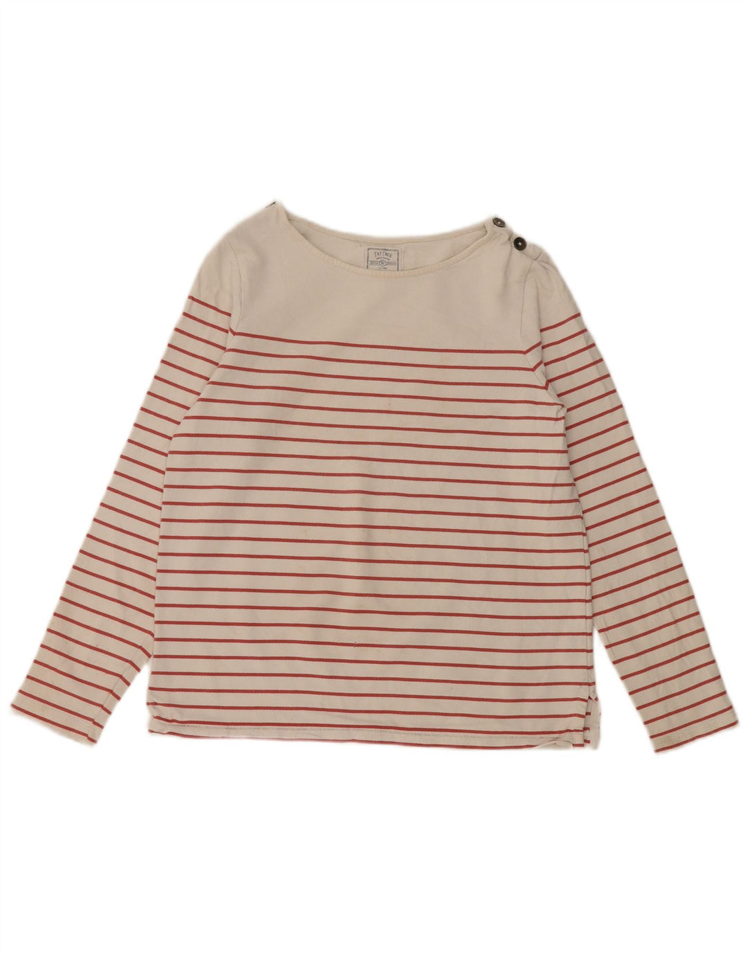 FAT FACE Top da donna a maniche lunghe UK 8 piccolo cotone a righe bianco sporco