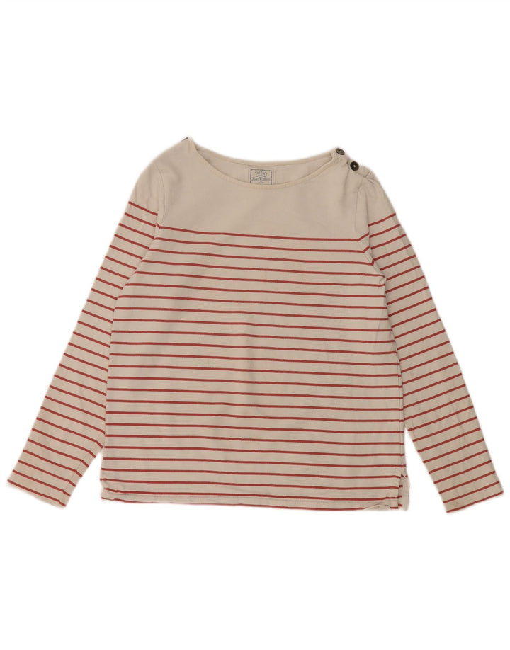 FAT FACE Top da donna a maniche lunghe UK 8 piccolo cotone a righe bianco sporco