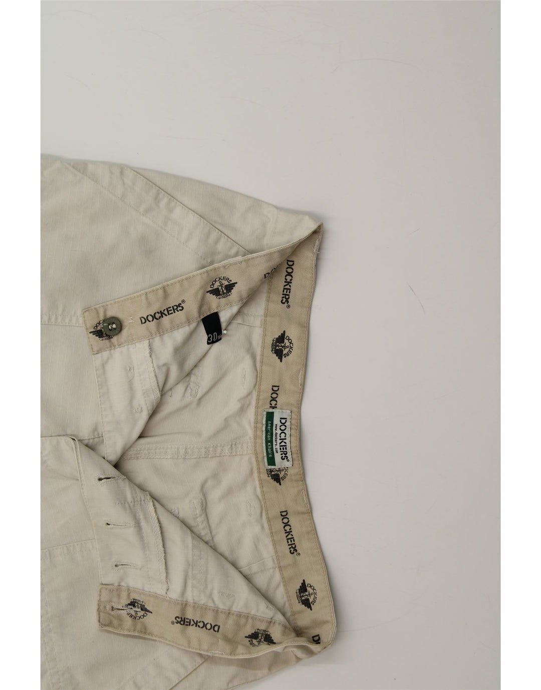 DOCKERS Mens Cargo Shorts W30 Medium White Striped Cotton Vintage Dockers and Second-Hand Dockers from Messina Hembry 