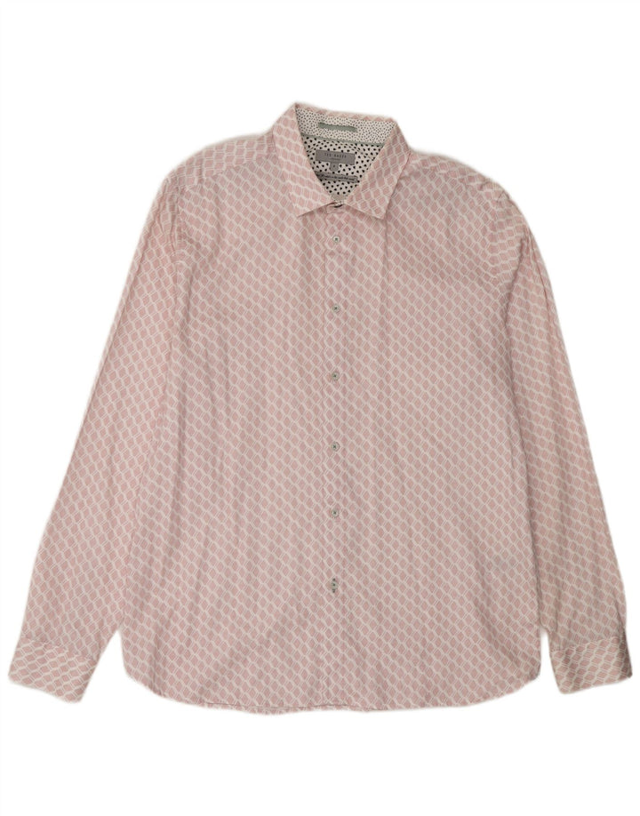 Camicia da uomo TED BAKER taglia 6 2XL cotone geometrico rosa