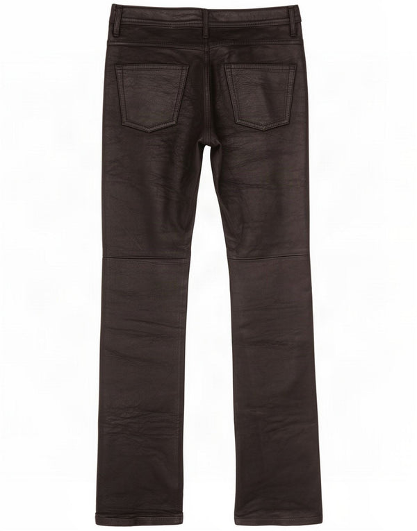 Pantaloni vintage in pelle bootcut da donna W30 L33 neri