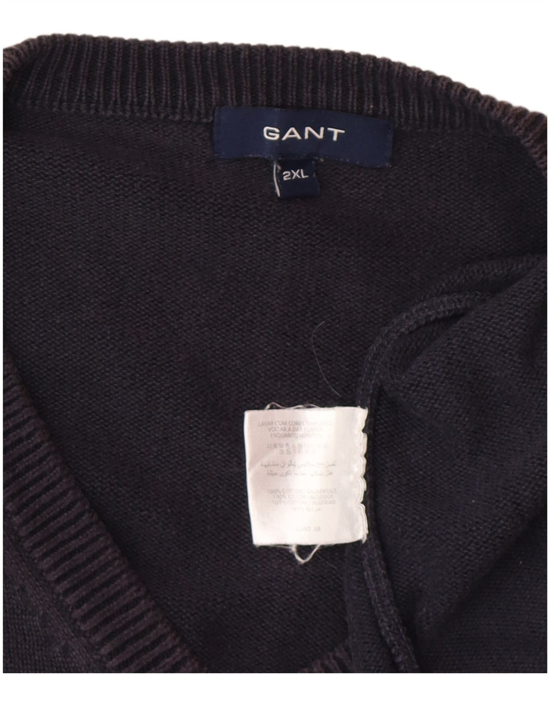 Gant Maglione da uomo con scollo a V 2XL in cotone blu navy