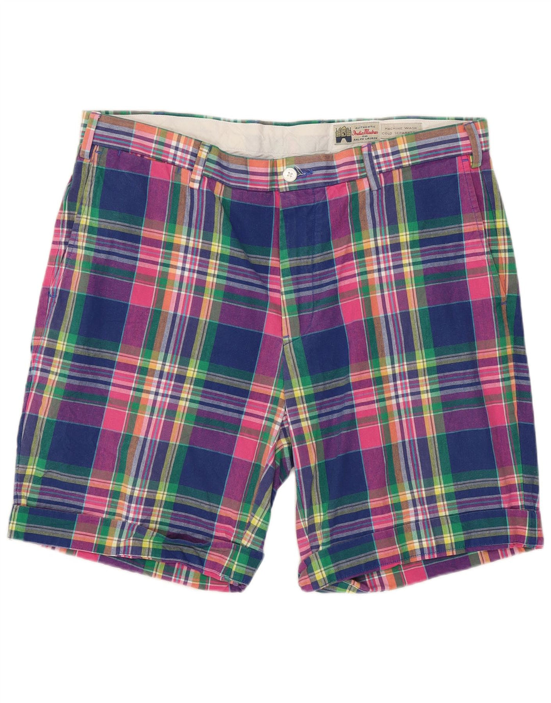 POLO RALPH LAUREN Pantaloncini chino da uomo W35 grandi quadri multicolori