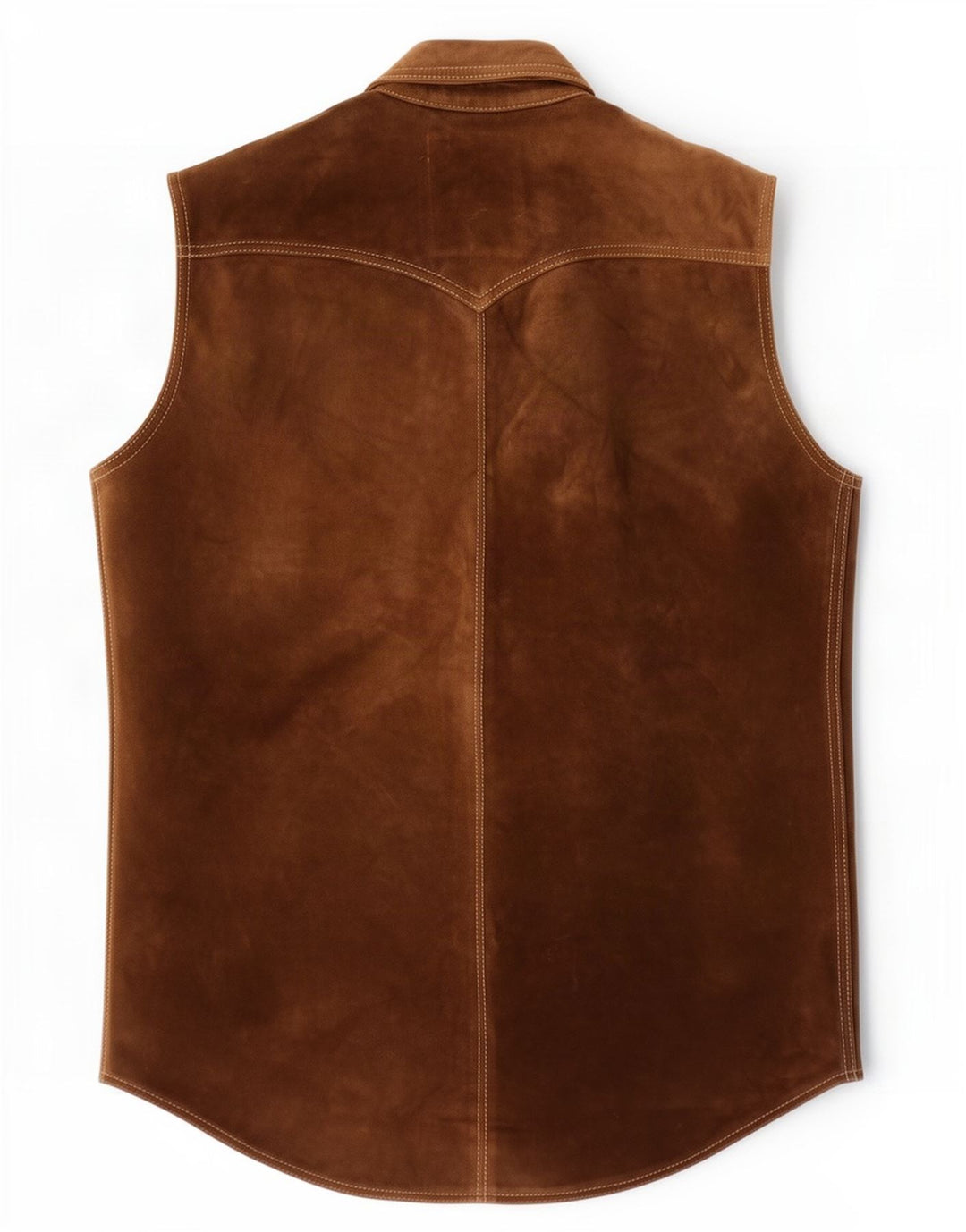 Gilet vintage da uomo in pelle scamosciata UK 36 piccolo marrone