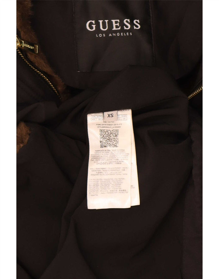 Giubbotto Parka con cappuccio grafico da donna Guess UK 6 XS poliestere nero