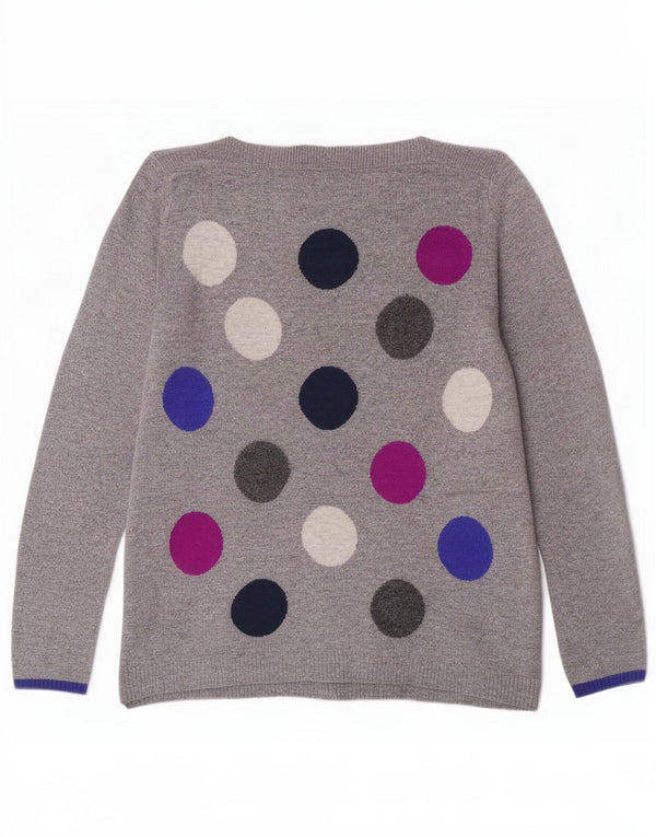Maglione maglione con scollo a barca da donna White Stuff UK 10 Piccolo grigio geometrico